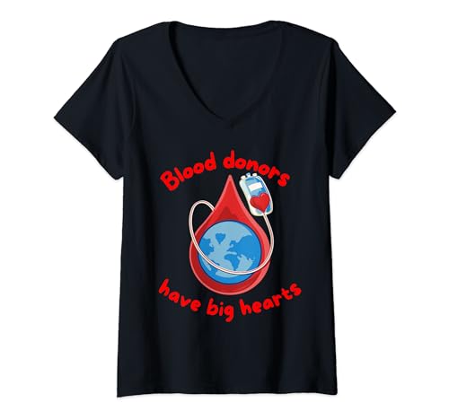 Damen Blutspender haben ein großes Herz, spenden Blutbewusstsein T-Shirt mit V-Ausschnitt von Noether Sym
