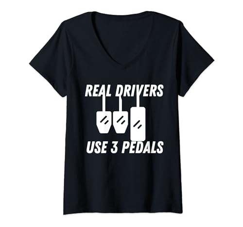 Damen Echte Fahrer verwenden 3 Pedale, manuelle Fahrer, manuelle Autos T-Shirt mit V-Ausschnitt von Noether Sym
