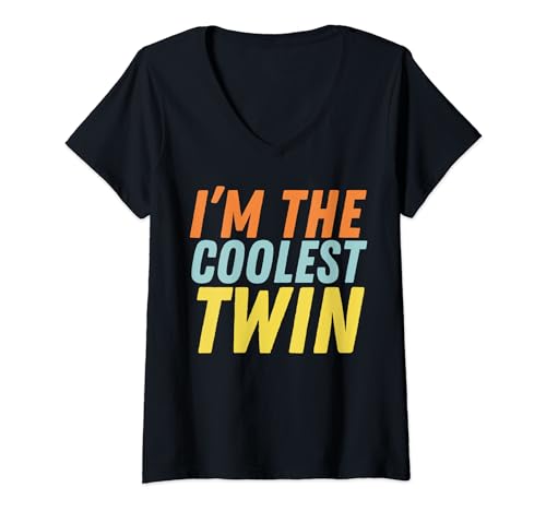 Damen I'm The Coolest Twin, lustiges Design für Zwillinge, coole Zwillinge T-Shirt mit V-Ausschnitt von Noether Sym