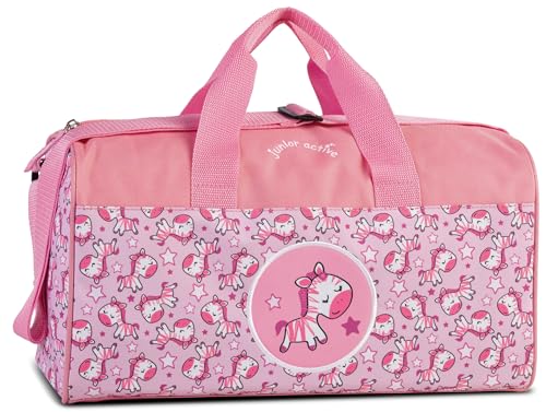Kinder Sporttasche Reisetasche Für Mädchen und Jungen Fabrizio Weekender Kinder Zebra Pink Duffel Bag (M5, M2) von Noey & Lou