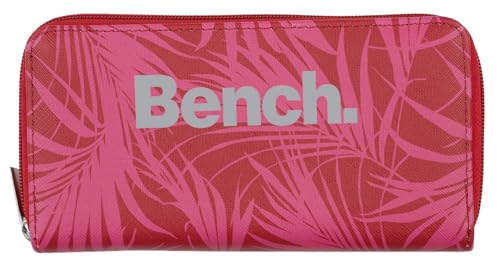 Noey & Lou Bench Damen Geldbörse XXL Portemonnaie Große Brieftasche Reißverschluss Clutch Münzörse (Pink/Palme) von Noey & Lou