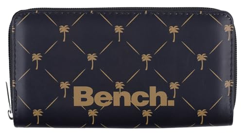 Noey & Lou Bench Damen Geldbörse XXL Portemonnaie Große Brieftasche Reißverschluss Clutch Münzörse (Schwarz/Gold) von Noey & Lou