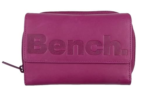 Noey & Lou Bench Damen Leder Geldbörse Portemonnaie Große Brieftasche Reißverschluss Clutch Münzbörse (Magenta, M3 / RFID Schutz) von Noey & Lou