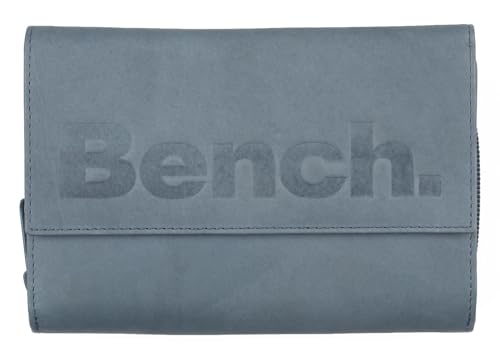Noey & Lou Bench Damen Leder Geldbörse Portemonnaie Große Brieftasche Reißverschluss Clutch Münzbörse (Rauchblau, M3 / RFID Schutz) von Noey & Lou