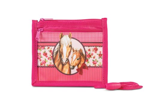 Noey & Lou Brustbeutel Kinder Geldbörse Mädchen Jungen Geldbeutel mit Sichtfach (M1-M9 Pferd, M1) von Noey & Lou