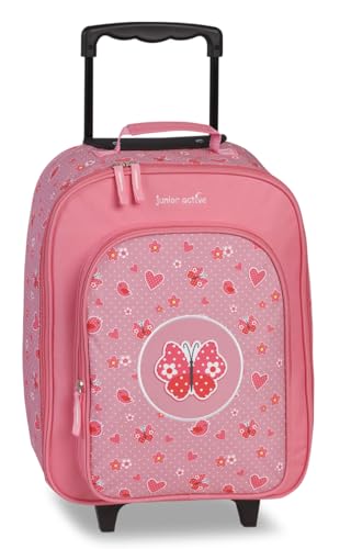 Noey & Lou Kinderkoffer Trolley Rucksack Brustbeutel Koffer Kinder Jungen Mädchen Fabrizio Weichgepäck (M1 Pink, M1) von Noey & Lou