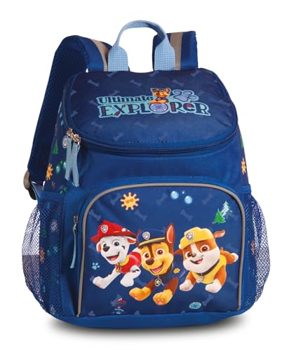 Paw Patrol Rucksack mit Chase, Marshall und Skye Jungen Mädchen von 3-6 Jahren, Kita- und Kindergartentasche mit Brustgurt – 31cm x 25cm x 10cm 8L Fabrizio (M, Blau) von Noey & Lou
