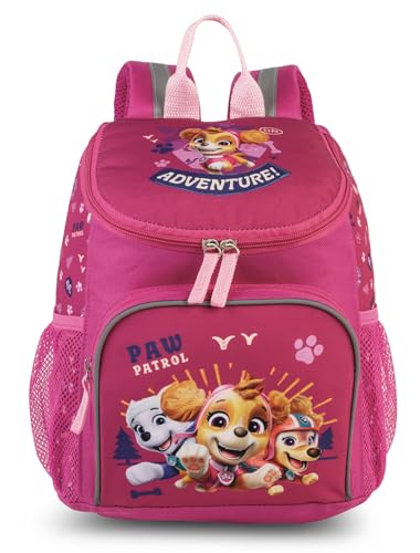 Paw Patrol Rucksack mit Chase, Marshall und Skye Jungen Mädchen von 3-6 Jahren, Kita- und Kindergartentasche mit Brustgurt – 31cm x 25cm x 10cm 8L Fabrizio (M, Pink1) von Noey & Lou