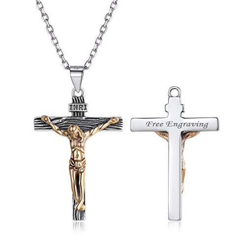 Nofade Silver Personalierte 925 Silber Sterling Herren Halskette Jesus Christus Kreuz Anhänger mit Kette breite Panzerkette Nofade Silver Personalierte 925 Silber Sterling Herren Halskette Jesus Christus Kreuz Anhänger mit Kette breite Panzerkette von Nofade Silver