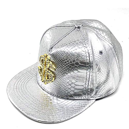 Baseballmütze Herren Hip-Hop-Hut Flache Krempe Lederhut Dollar Zeichen Hut Weibliche Koreanische Stil Trendy Gr. One size, silber von Noga