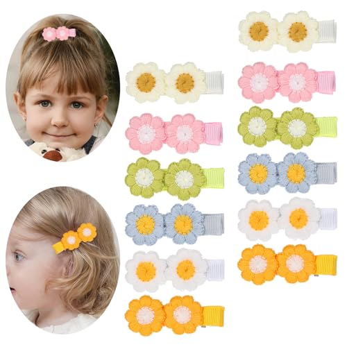 Nogeqi 12 Stück Haarspangen Kleinkind Mädchen, Gänseblümchen Haarspangen Baby Spangen Mädchen Süßer Blumen Haarspange Baby Haarspangen Kinder Daisy Flower Hair Clips für Feines Haar von Nogeqi