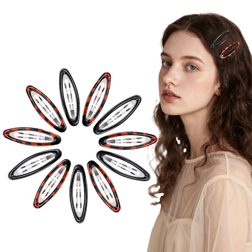 Nogeqi 12 Stück Metall Snap Hair Clips, Haarclips Dünnes Haar Damen Rutschfest Haarspangen Clips in Schildpatt Optik, Haarklammern Klein mit Druckknopf Doppelgriff Snap (Epoxy Turtle) von Nogeqi