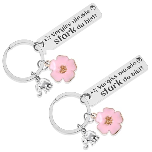 Nogeqi 2 Stück Mutmacher Geschenk Schlüsselanhänger Vergiss nie wie Stark du bist, Gute Besserung Geschenke Mama Schwester Kollegin Geburtstagsgeschenk Geburtstag Geschenke für Frauen Mädchen Freundin von Nogeqi