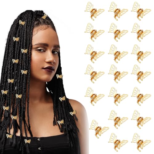 Nogeqi 20 Stück Kleine Haarspangen Klein Schmetterling Haarspange Metall Haarklammer Gold Mini Haarklammern Schmetterlinge Haarschmuck Gold Dreadlocks Schmuck für Damen Mädchen von Nogeqi