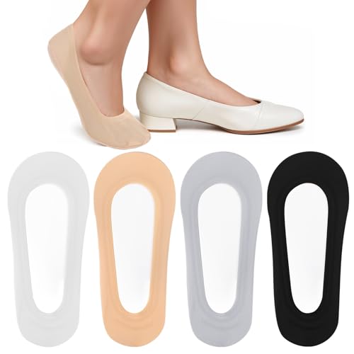 Nogeqi 4 Paar Unsichtbare Füßlinge Damen Ballerina Socken Atmungsaktiv Nylon Füsslinge Damen Eisseide Sneaker Socken Rutschfest Sommer Für Loafer Flats Einheitsgröße von Nogeqi