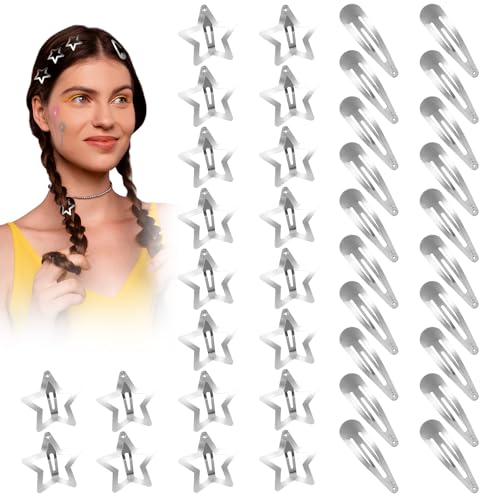 Nogeqi 40 Stück Stern Haarspangen Sternen Haarspange Stern Rutschfeste Y2k Sternen Haarspangen Accessoires Metall Hair Clip Star Sterne Haarspangen Silber für Mädchen Frauen von Nogeqi