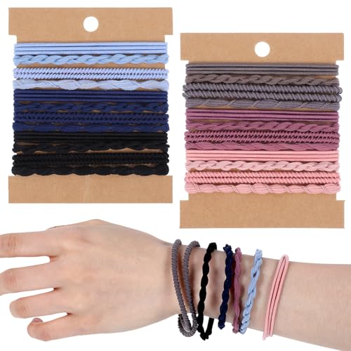 Nogeqi 48 Stück Boho Haargummis Damen, Geflochtene Zopfgummis Mädchen, Haargummi Armband Hair Scrunchies Original Elastische Haarbänder Armbänder Vielseitige für Mädchen (Bunt) von Nogeqi