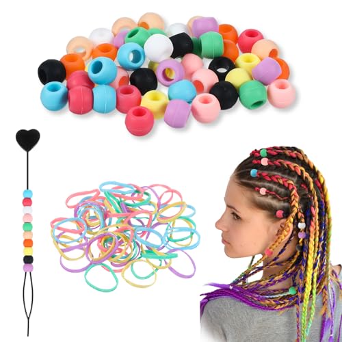 Nogeqi 50 Stück Silikon Haarperlen Mädchen Kinder Hair Beads for Braids Bunt Haar Perlen für Haare Klein Rund Silikon Haarperlen Silikonperlen Haare für Haarzöpfe Dreadlocks Schmuck DIY von Nogeqi