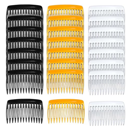 Nogeqi 24 Stück Französische Haarkamm zum Stecken, Vintage French Comb, Kunststoff Haarkämme zum Hochstecken mit 14 Zähnen, French Hair Comb für Frauen Braut Mädchen (Kaffee Schwarz Weiß) von Nogeqi
