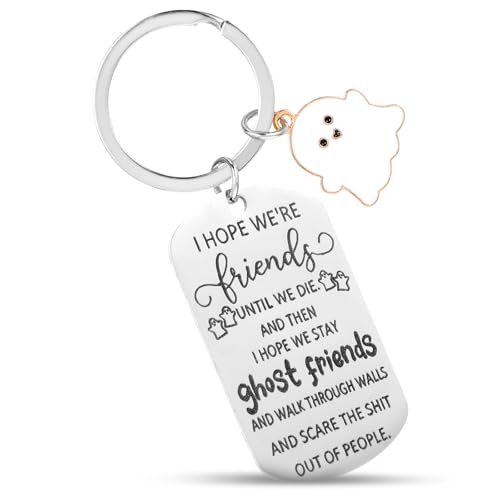 Nogeqi Beste Freundin Schlüsselanhänger Edelstahl Niedliche Freundschaft Schlüsselanhänger Weiß Geist Geschenk Best Friends Geschenke Freundschaftsgeschenke für Freundinnen Oster Halloween von Nogeqi