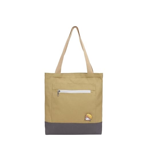 NogrAx Flauschige Canvas-Tragetaschen für Damen mit Reißverschluss - Handtasche für Schule, Arbeit und den täglichen Gebrauch - große und kleine Größen erhältlich, funktional und stilvoll, beige von NogrAx