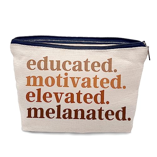 Nogrit Black History Month Gifts Makeup Cosmetic Bag,Educated Motivated Elevated Melanin Makeup Travel Toiletry Bag,African American Gifts,Black Women Girls Gifts von Nogrit