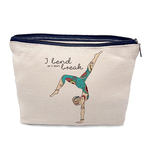 Nogrit Make-up-Kosmetiktasche mit Yoga-Zitaten, I Bend So I Don't Break, Cartoon, Tattoo, Yoga, Tanz, Mädchen, Make-up, Reise-Kulturbeutel, Geschenke für Yoga-Liebhaber, Meditationsliebhaber, von Nogrit