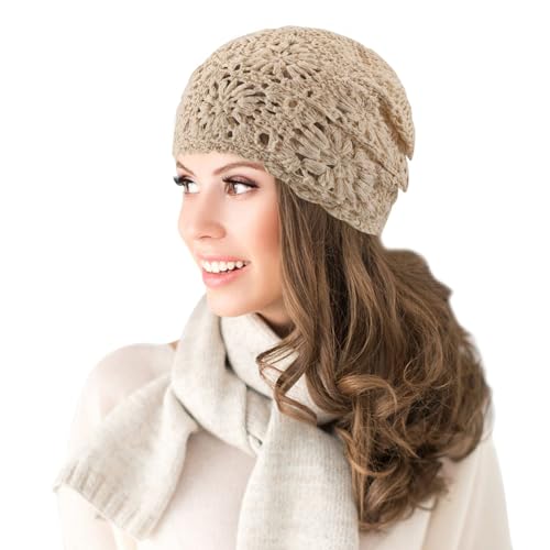 Nogsay Damen Sommer Strickmützen Handgemacht Häkelmütze Slouch Beanie Mütze Dünne Leichte Sommermütze von Nogsay