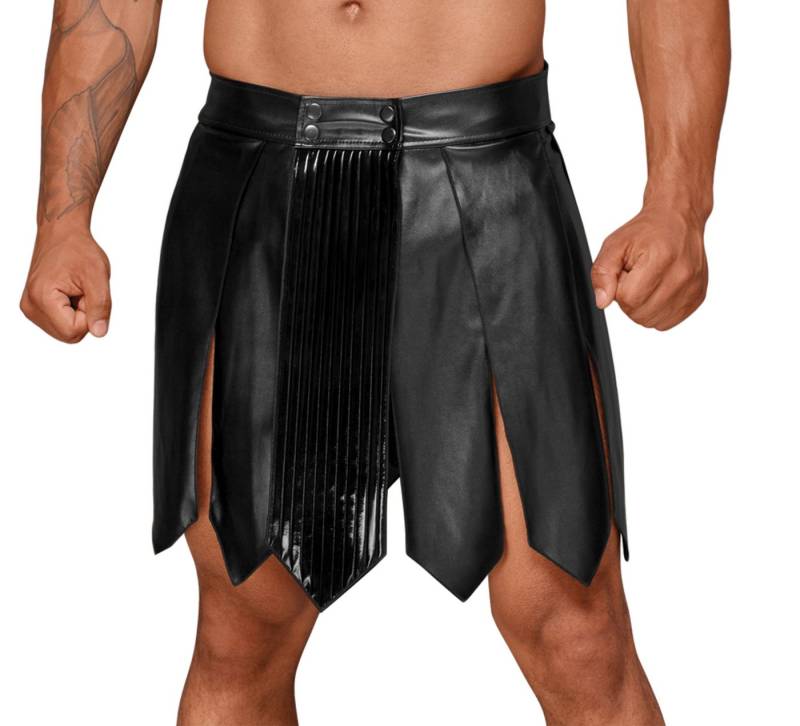 Noir Handmade Men Collection Faltenrock Herren Verkleidung Kunstleder wetlook Gladiator Rock mit Zierfalte von Noir Handmade Men Collection