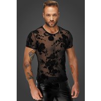 Herren Flower Flock T-Shirt H073 transparent mit Blumenmotiv von Noir Men von Noir Handmade Men