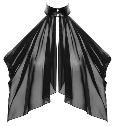 Noir Bolero Luftiges Transparent-Top im Cape-Style: Asymmetrisch, Schulterfrei mit Neckholder, Feiner Stretchtüll 6XL von Noir Handmade