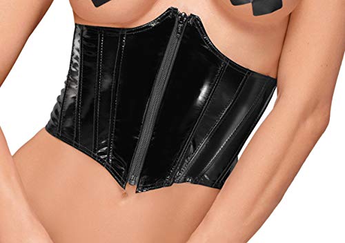 Noir Handmade Damen Dessous PVC unterbrust Korsett in schwarz mit verstellbarer Schnürung auf der Rückseite glänzend XL von Noir Handmade