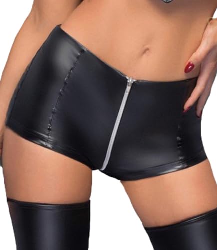 Noir Handmade High Waist Wetlook Shorts F164 S von Noir Handmade