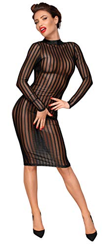 Noir Handmade Klassisches erotisches Damen Dessous Kleid aus weichem und elastischen Tüll transparent Knielang M von Noir Handmade