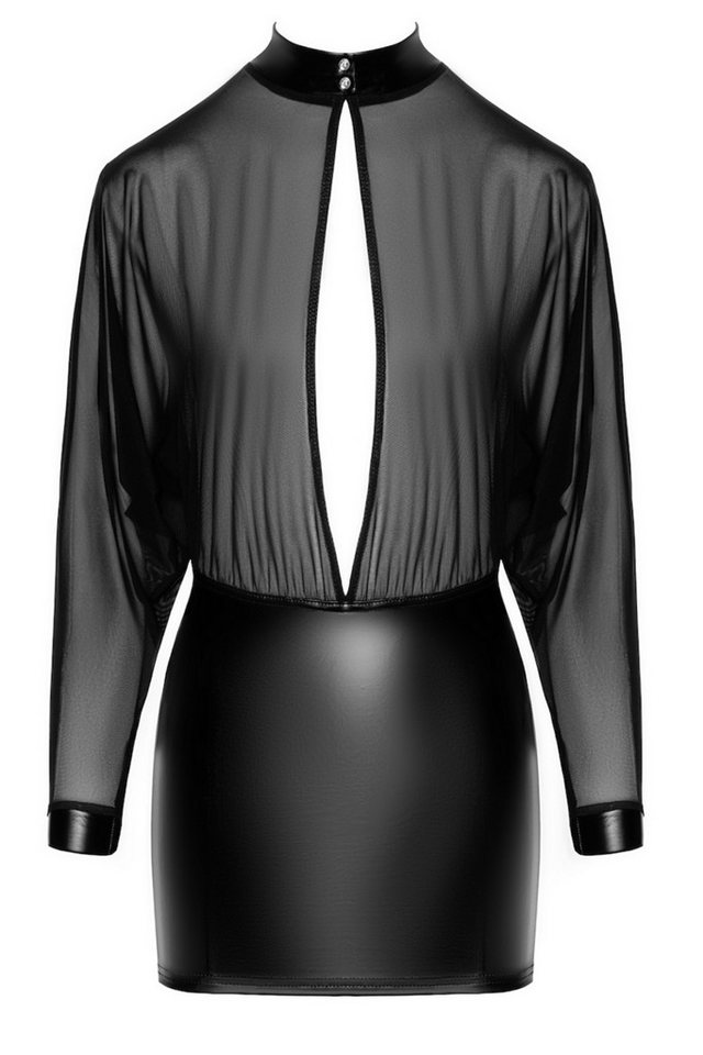 Noir Handmade Minikleid Schwarzes Damen Dessous Tüll-Minikleid Wetlook Rock und Netz Oberteil von Noir Handmade