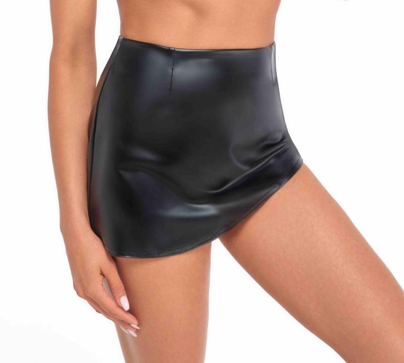 Noir Handmade Minirock Schwarzer Wetlook Minirock elastisch asymetrisch geschnitten Damen Roc von Noir Handmade