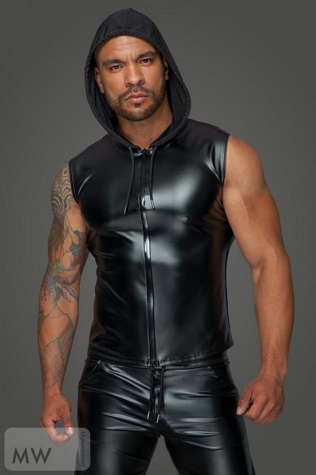 Noir Handmade Men Rundhalsshirt Herren Kapuzenshirt Zwei-Wege Reißverschluss ohne Ärmel H062 S von Noir Handmade Men