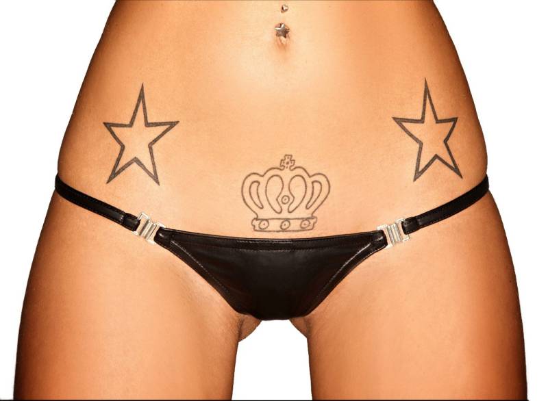 Noir Handmade Slip Schwarzer Damen Dessous wetlook String matt dehbar erotischer Slip von Noir Handmade