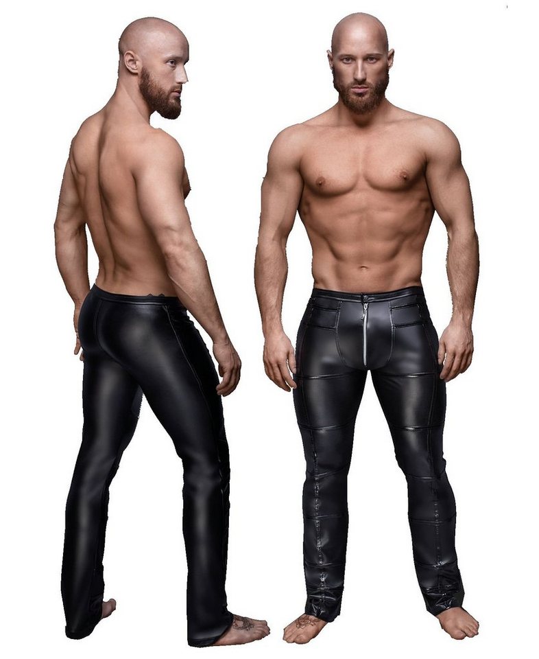 Noir Handmade Stretch-Hose Herren lange Wetlook-Hose in schwarz, Made in EU von Noir Handmade