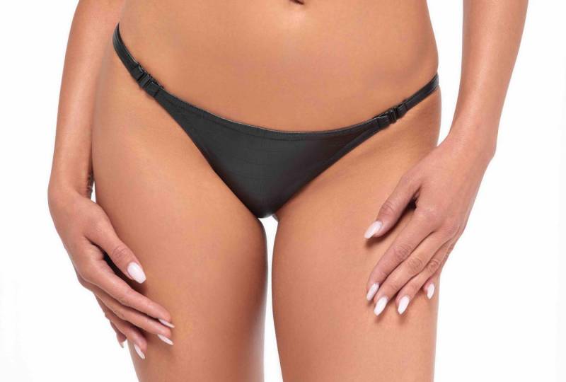 Noir Handmade String Damen Dessous Snake Wetlook String schwarz mit 2 seitlichen Verschlüss von Noir Handmade