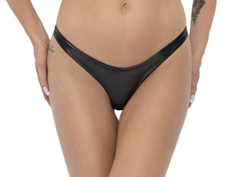 Noir Handmade String Damen Wetlook String in schwarz mait matter Oberfläche elastisch Fraue von Noir Handmade
