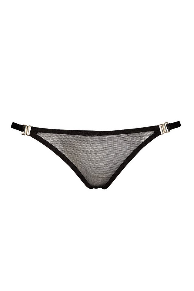 Noir Handmade String Schwarzer Damen Dessous String aus Tüll und wetlook Material transpare von Noir Handmade