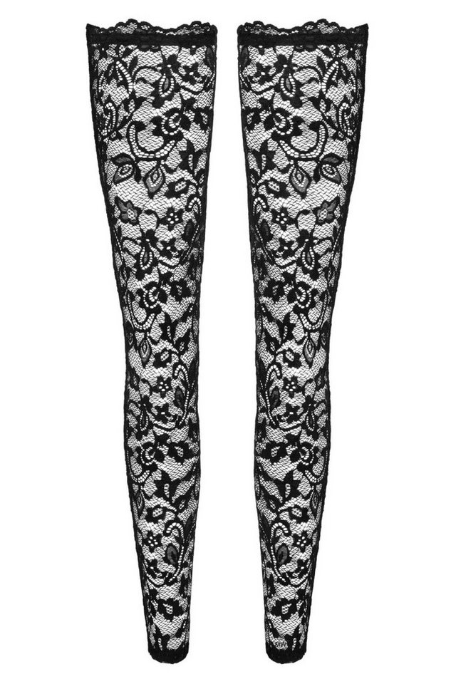 Noir Handmade Strümpfe Transparente Damen Dessous Stockings mit Blumenmuster selbsttragende S von Noir Handmade