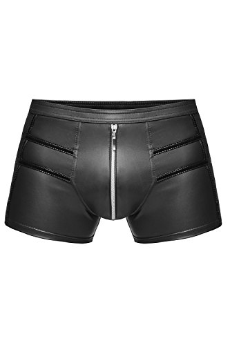 Schwarzer Herren wetlook Short elastisch dehnbar mit Reißverschluss erotische Unterwäsche M von Noir Handmade