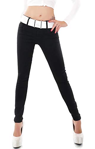 Noir Triple XXX Damen-Skinny-Jeans, dehnbar, Schwarz, Größen 32 36 38 40, Schwarz , 36 von Noir Triple XXX