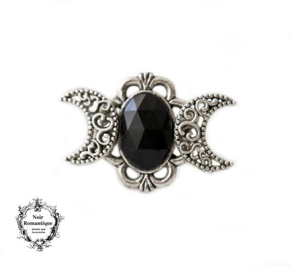 Dreifache Göttin Ring-Mond-Phase Ring-Okkulten Ring-Gothic Ring-Silber Ring-Göttin Schmuck-Wicca Ring-Lunar Phasen-Cresent Mond von NoirRomantique