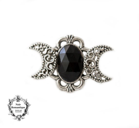 Dreifache Göttin Ring-Mond-Phase Ring-Okkulten Ring-Gothic Ring-Silber Ring-Göttin Schmuck-Wicca Ring-Lunar Phasen-Cresent Mond von NoirRomantique