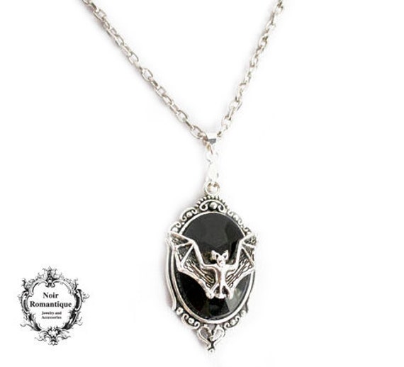 Gothic Silber Fledermaus Halskette-Gothic Anhänger-Fledermaus-Anhänger-18x25mm von NoirRomantique