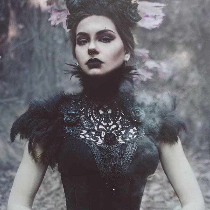 Schwarze Rosen Spitze Und Feder Kragen-Feder Halskette-Feder Kragen-Spitze Nacken/Schulter Stück-Gothic-Kragen-Gothic-Bruststück von NoirRomantique