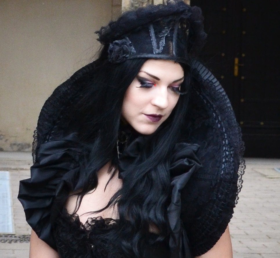 Schwarzer Spitzen Vampir Kragen-Gothic Kragen-Schwarzer Kostüm Accessoires-Kostümzubehör von NoirRomantique